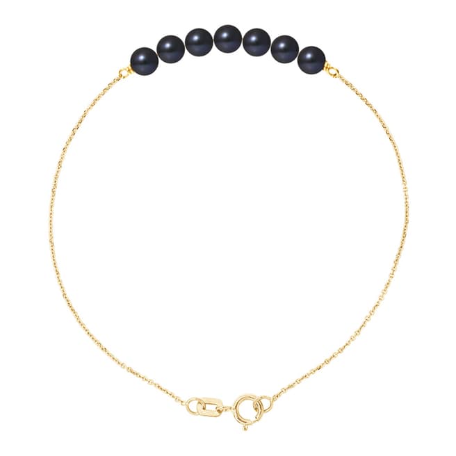Mitzuko Yellow Gold/Black Tahitian Stle Real Cultured Freshwater Pearls Bracele