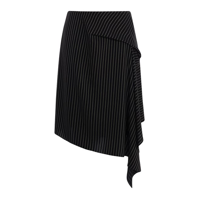 Karen Millen Black/Multi Pinstripe Draped Skirt