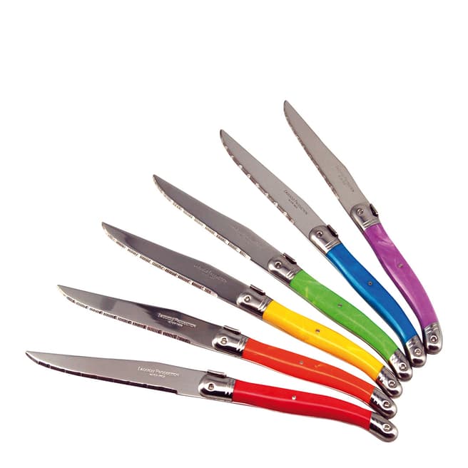 Laguiole Set of 6 Multi Coloured Table Knives