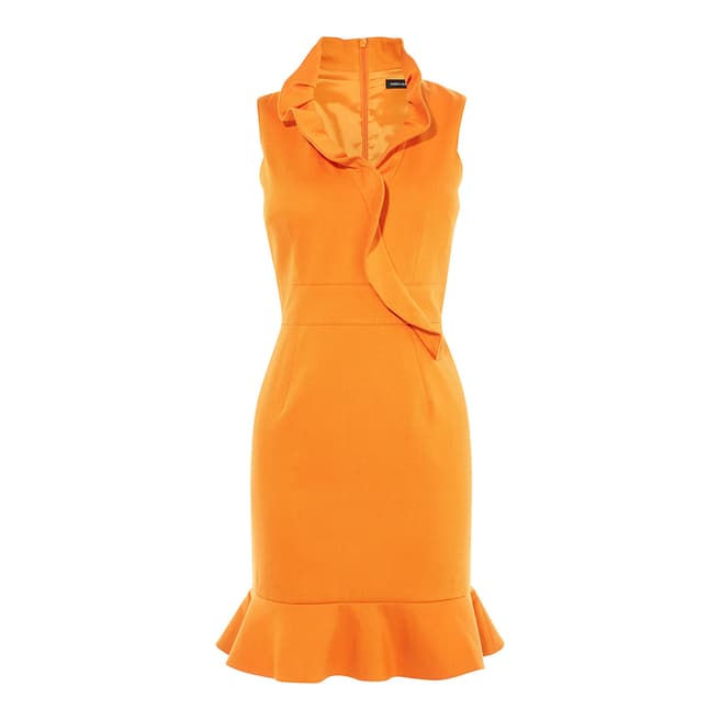 Karen Millen Orange Ruffle Front Dress
