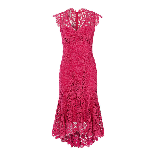 Karen Millen Pink Peplum Hem Lace Dress