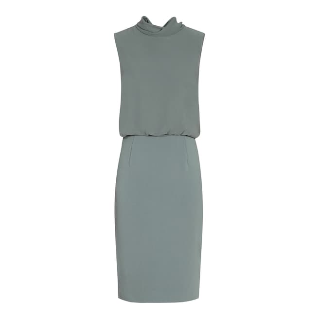 Reiss Green Angela Contrast Fitted Dress