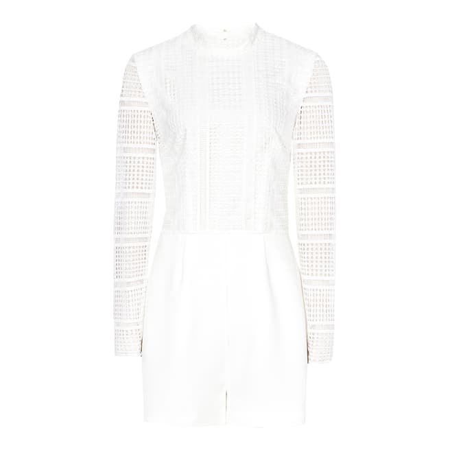 Reiss Off White Tabitha Lace Mix Playsuit