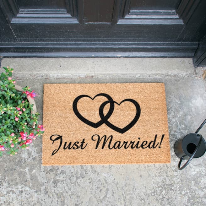 Artsy Doormats Natural Just Married doormat