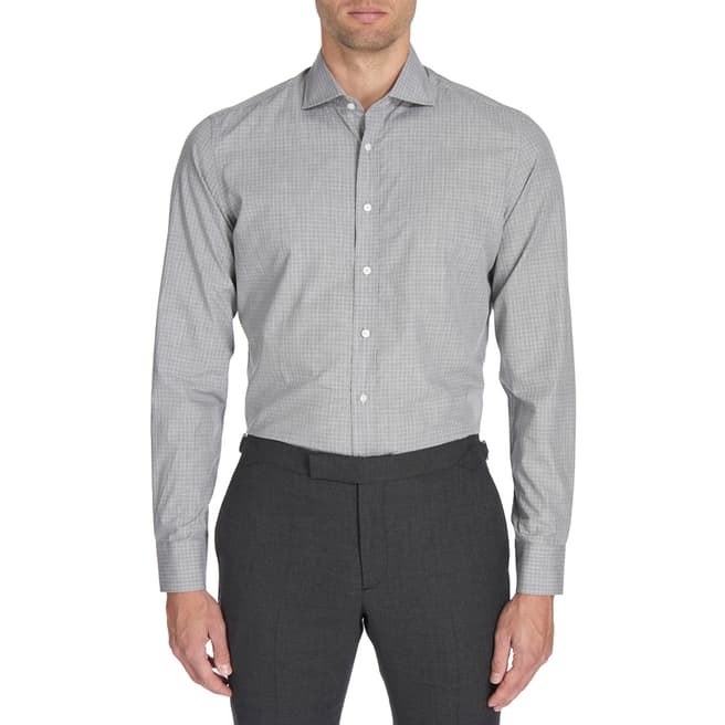 Hackett London Grey Grid Check Cotton Shirt