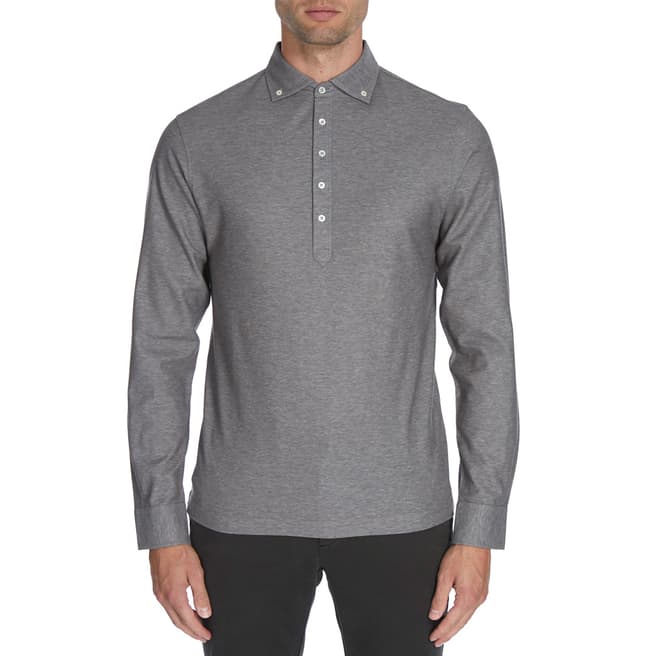 Hackett London Grey Mayfair Long Sleeve Polo Shirt