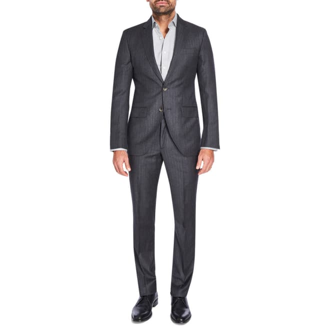 Hackett London Charcoal Stripe Wool Suit