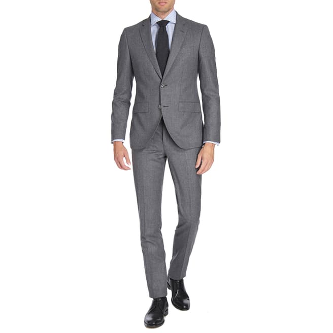 Hackett London Grey 2 Piece Slim Fit Plain Wool Suit
