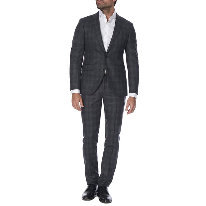 Hackett London Grey Glen Check Wool Suit