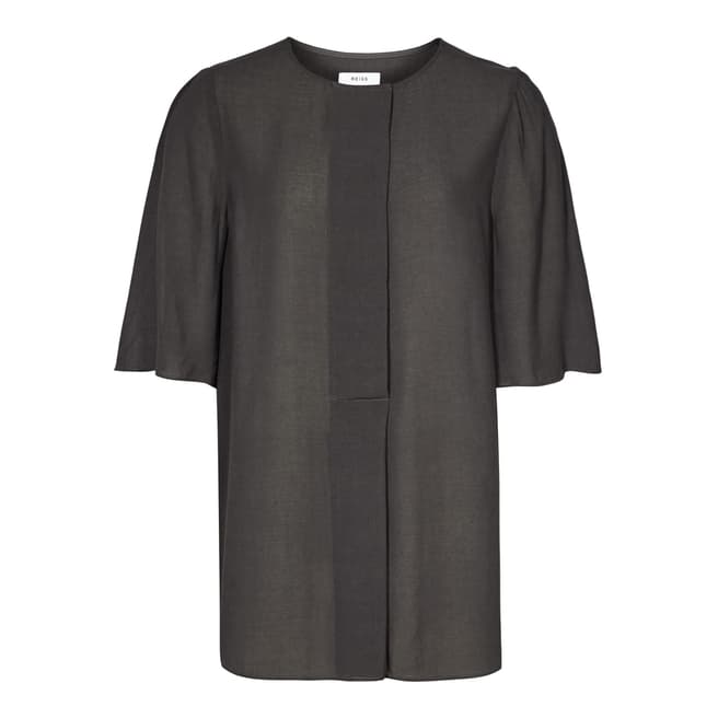 Reiss Charcoal Carine Collarless Blouse