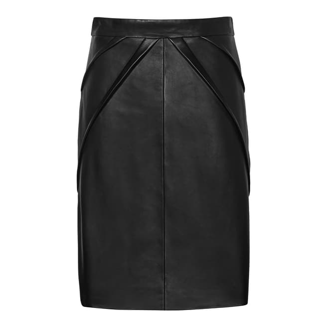 Reiss Black Ettianne Leather Pencil Skirt