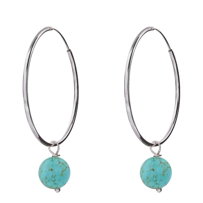 Alexa by Liv Oliver Turquoise/Silver Pearl Hoop Earrings