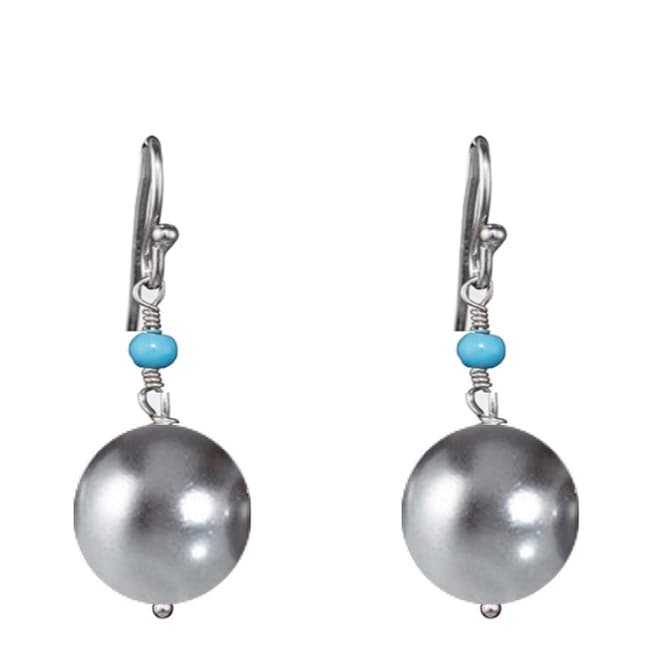 Alexa by Liv Oliver Grey/Turquoise/Sterling Silver Pearl Drop Earrings