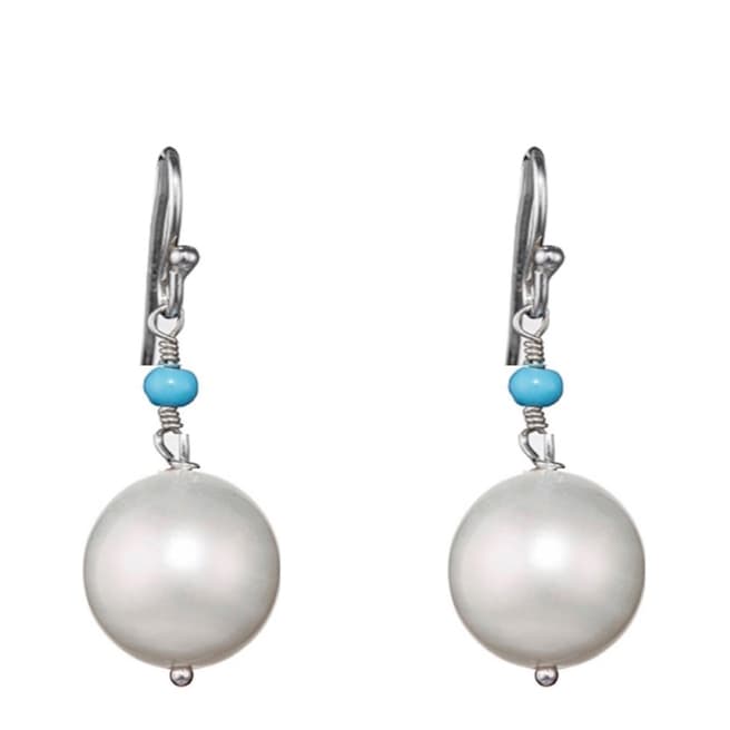 Alexa by Liv Oliver Turquoise/Sterling Silver Pearl Drop Earrings