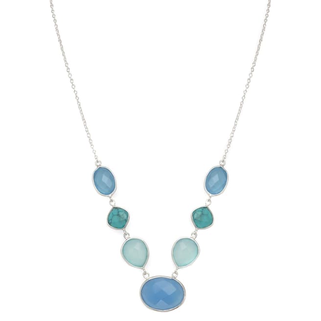 Alexa by Liv Oliver Blue/Turquoise/Sea Green Sterling Silver Multi Shape Chalcedony Necklace