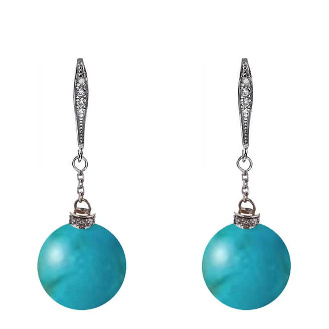 Alexa by Liv Oliver Turquoise/Silver Cubic Zirconia Drop Earrings