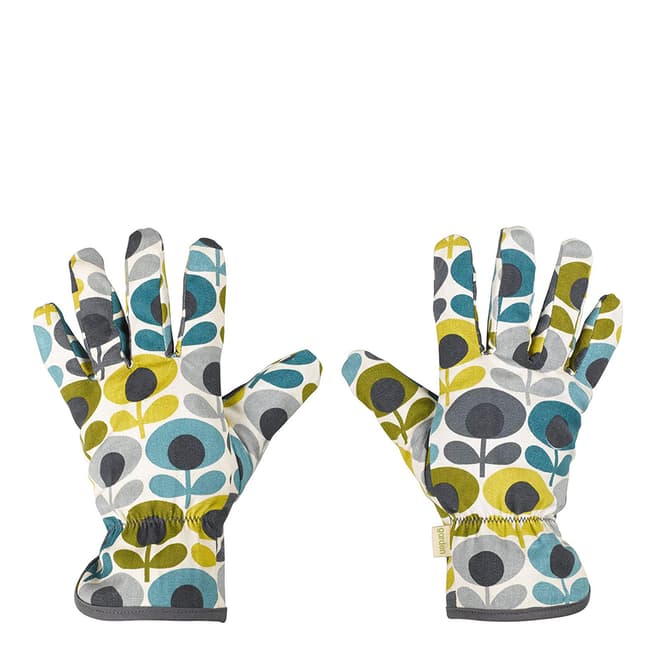 Orla Kiely Blue/Green Multi Flower Oval Print Potting Gloves