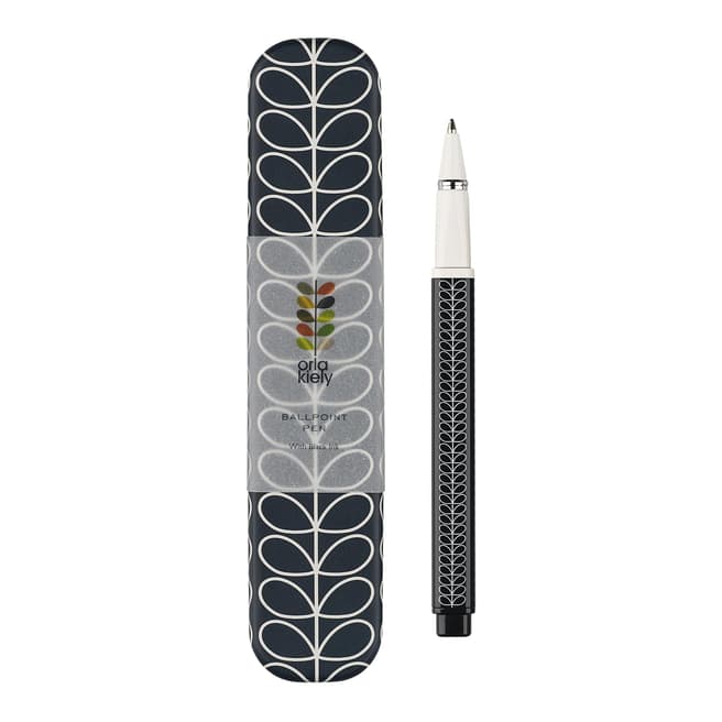 Orla Kiely Navy Linear Stem Metal Ballpoint Pen