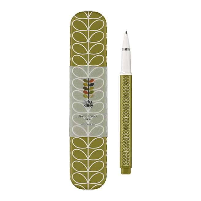 Orla Kiely Green Seagrass Linear Stem Metal Ballpoint Pen