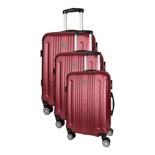 Platinium Bordeaux Stafford Set of Three 8 Wheeled Suitcases S/M/L