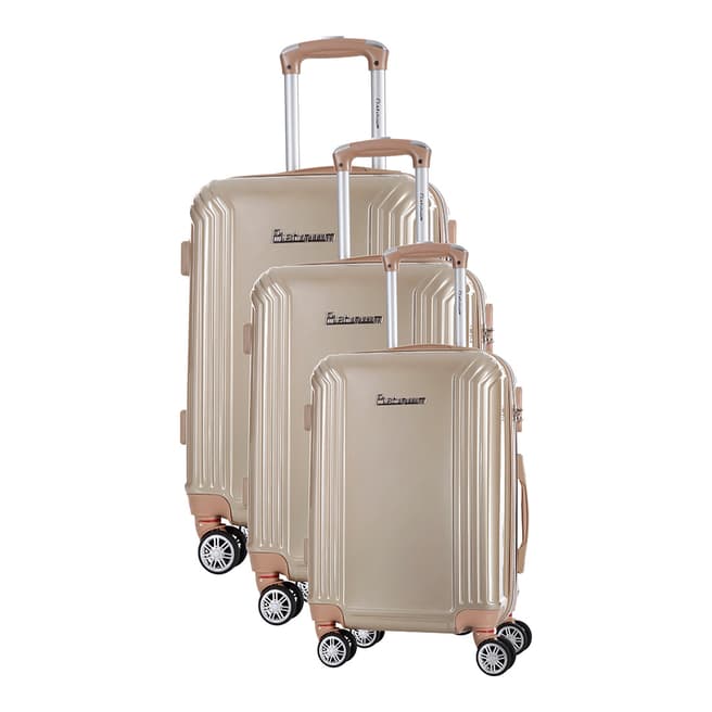 Platinium Beige Valley Set of Three 8 Wheeled Suitcases S/M/L