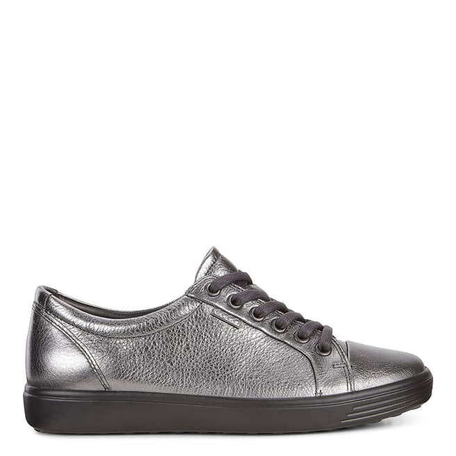 ECCO Pewter Metallic Leather Soft 7 Sneakers
