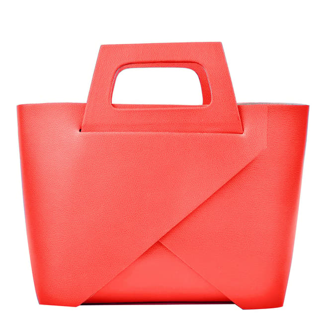Carla Ferreri Red Leather Boxy Tote Bag
