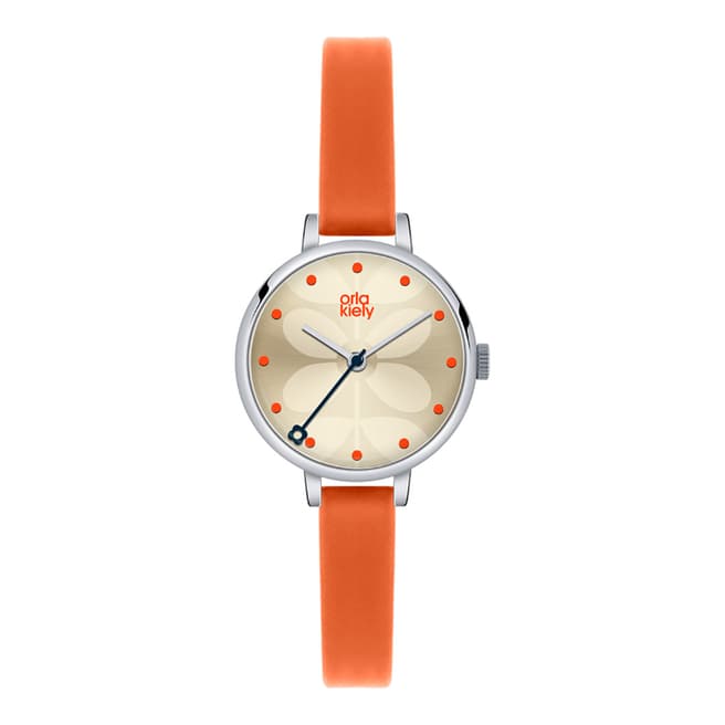 Orla Kiely Silver Ivy Stainless Steel/Leather Analogue Watch