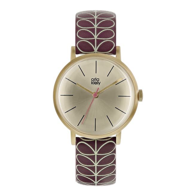 Orla Kiely Gold Patricia Stainless Steel/Leather Analogue Watch