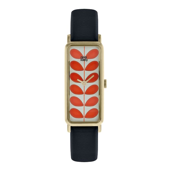 Orla Kiely Gold Stem Stainless Steel/Leather Analogue Watch