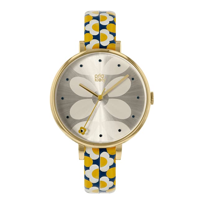 Orla Kiely Gold Ivy Stainless Steel/Leather Analogue Watch