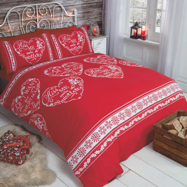 Rapport All I Want For Christmas Double Duvet Cover Set, Red
