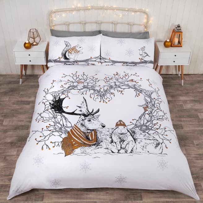 Rapport Stag And Friends Double Duvet Cover Set, Gold