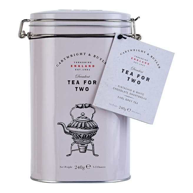 Cartwright & Butler Tin Gift 3 (Tea for Two, Pistachio & White chocolate shortbread 150g, Earl Grey tea 90g)