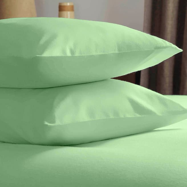 Belledorm Brushed Cotton Pair of Pillowcases Apple