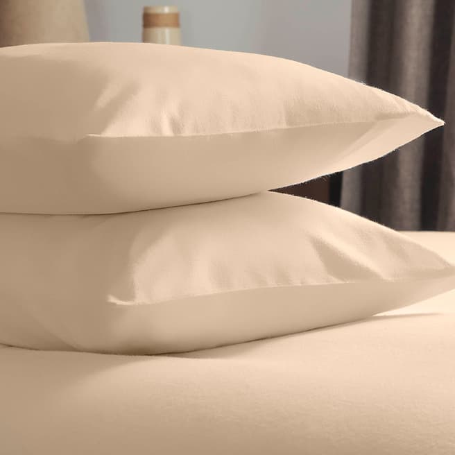 Belledorm Brushed Cotton Pair Of Pillowcases, Cream