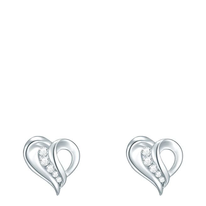 Carat 1934 Sterling Silver Heart Stud Zirconia Earrings