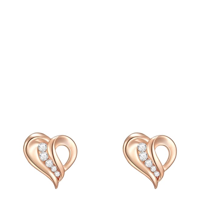 Carat 1934 Rose Gold Plated Heart Stud Zirconia Earrings