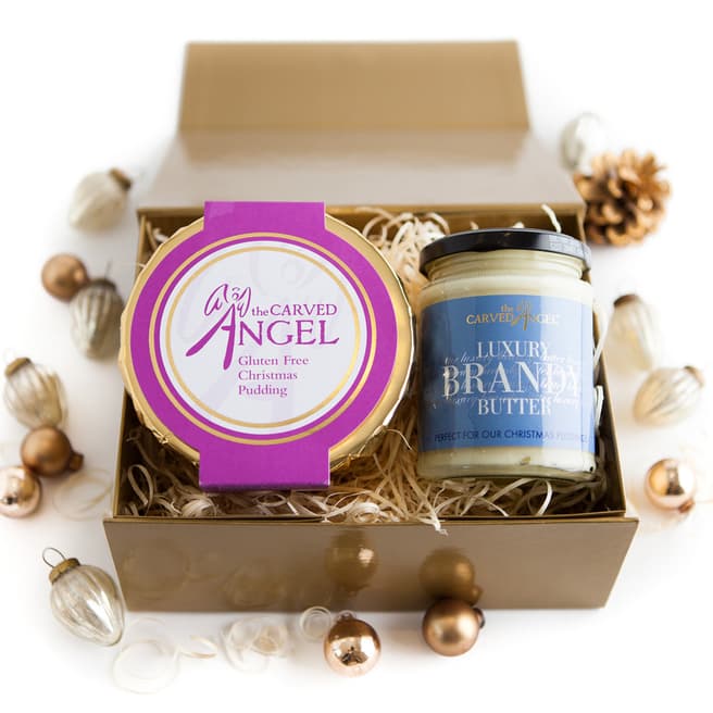The Carved Angel Gluten Free Christmas Pudding & Brandy Butter Gift Boxed, Serves 3-4