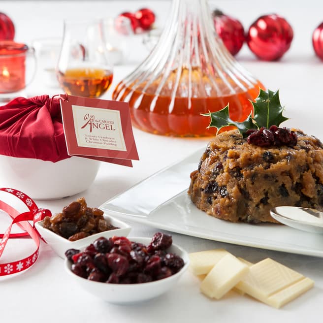 The Carved Angel White Chocolate & Cranberry Christmas Pudding Ceramic Bowl, Serves 6-8