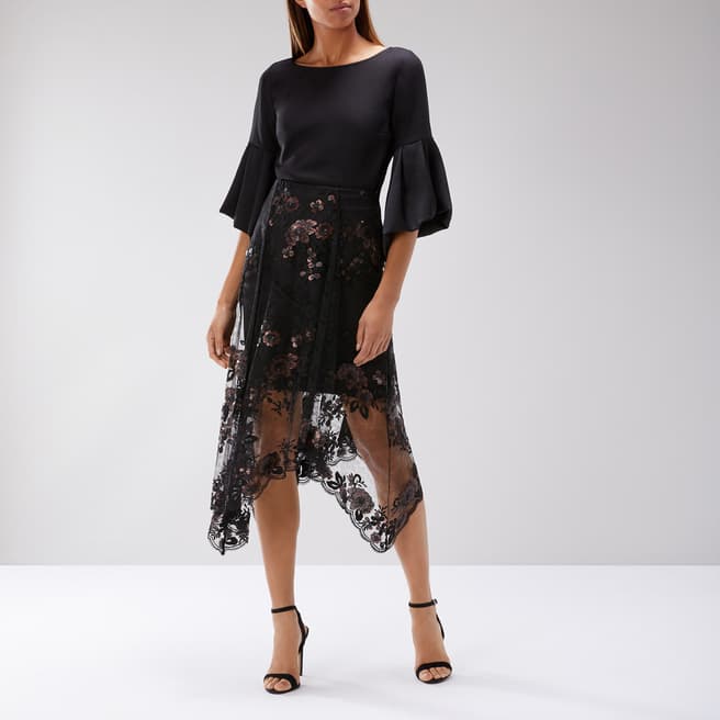 Coast Black Ruth Lace Embroidered Skirt
