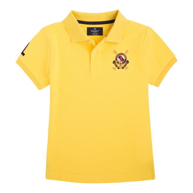 Hackett London Yellow Solid Crest Cotton Polo Youth