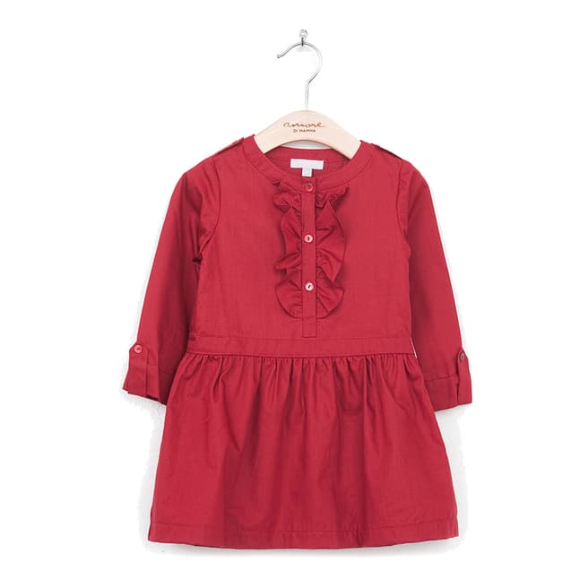 Amore Di Mamma Red Ruffle Front Military Dress