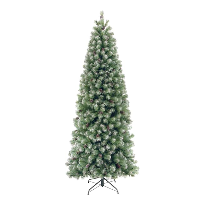 The National Tree Company Lakeland Spruce 7ft Slim Tree with Frosting & Pine Cones