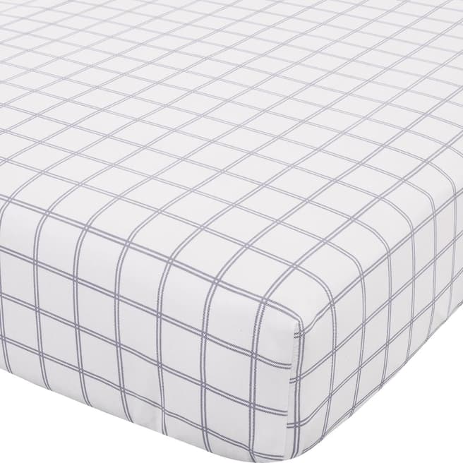 Catherine Lansfield Brushed Tartan Check Single Fitted Sheet, White/Navy
