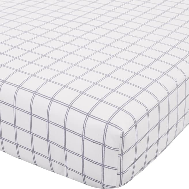 Catherine Lansfield Brushed Tartan Check Double Fitted Sheet, White/Navy