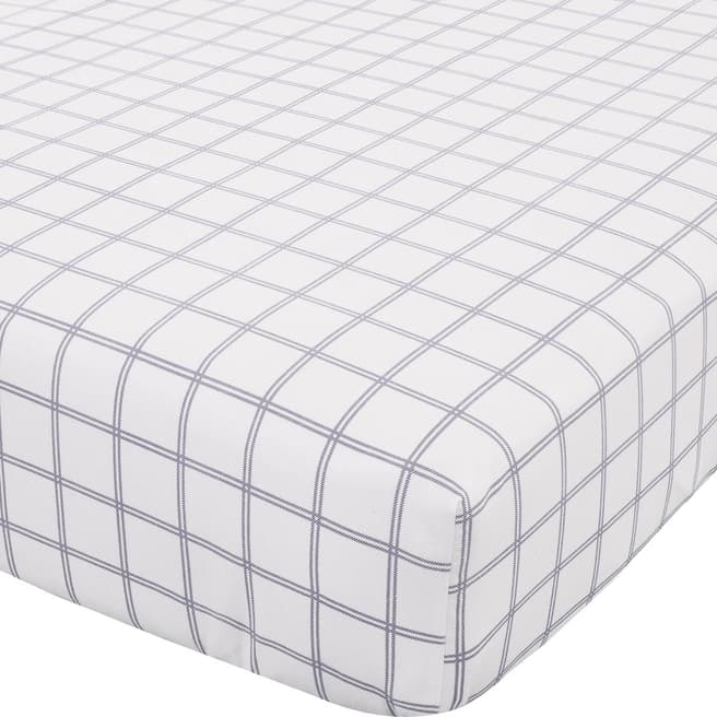 Catherine Lansfield Brushed Tartan Check King Fitted Sheet, White/Navy