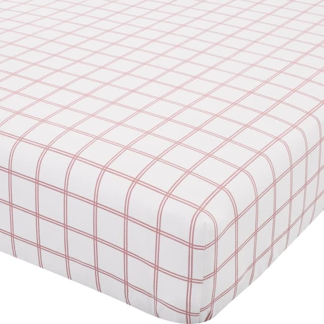 Catherine Lansfield Brushed Tartan Check Single Fitted Sheet, White/Red