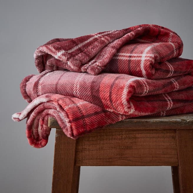 Catherine Lansfield Brushed Tartan Check Throw, Red