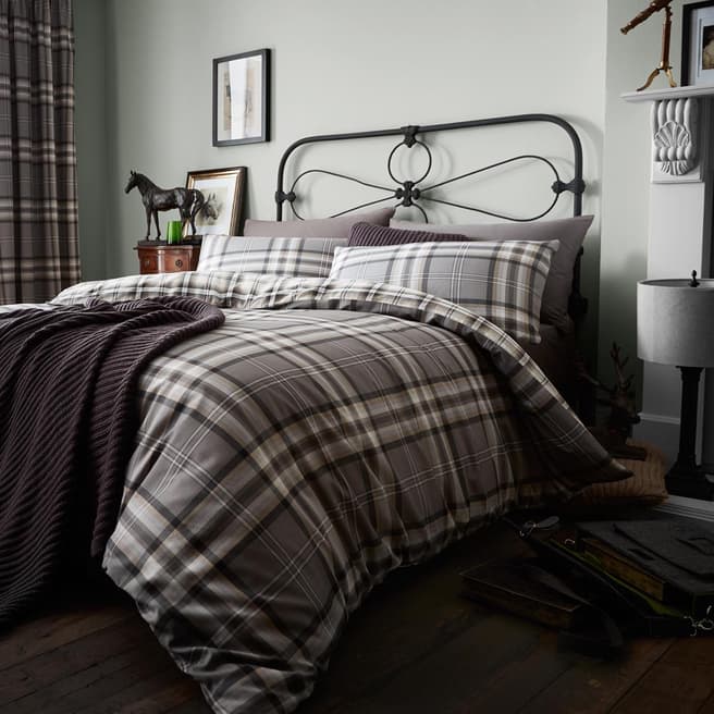 Catherine Lansfield Kelso Single Duvet Cover Set, Charcoal